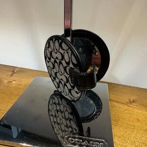 Coach Hamptons Signature Double Sided Compact Mirror Black Jacquard Y2K Vintage